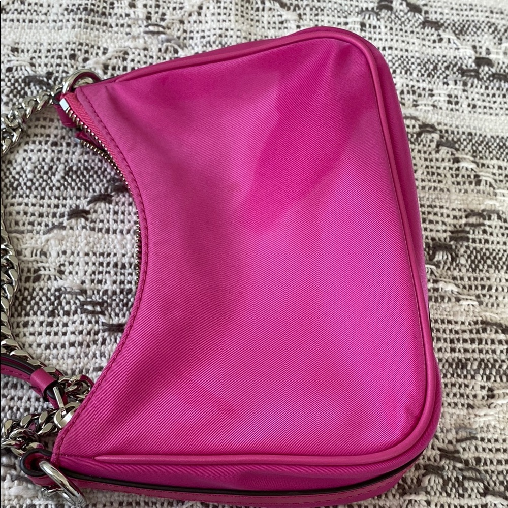 Michael Kors Mini Pink Nylon Shoulder Bag with Silver Chain - Picture 6 of 6